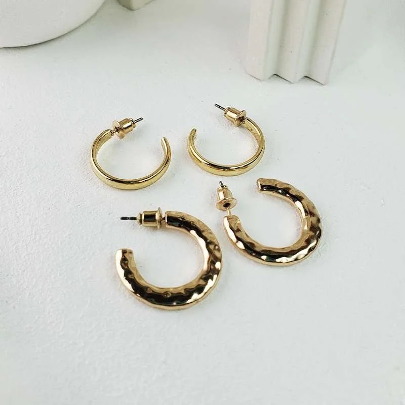 ست گوشواره حلقه ای زنانه طلایی شکوه حلقه‌ها