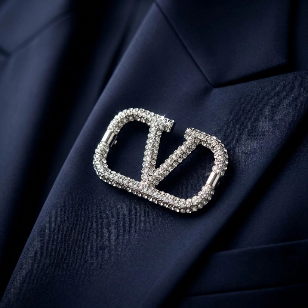 گل سینه زنانه طرح ولنتینو نگین‌دار، اکسسوری شیک