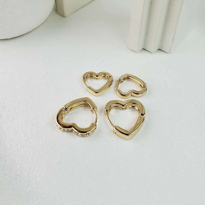 ست گوشواره حلقه‌ای زنانه مدل قلب درخشان
