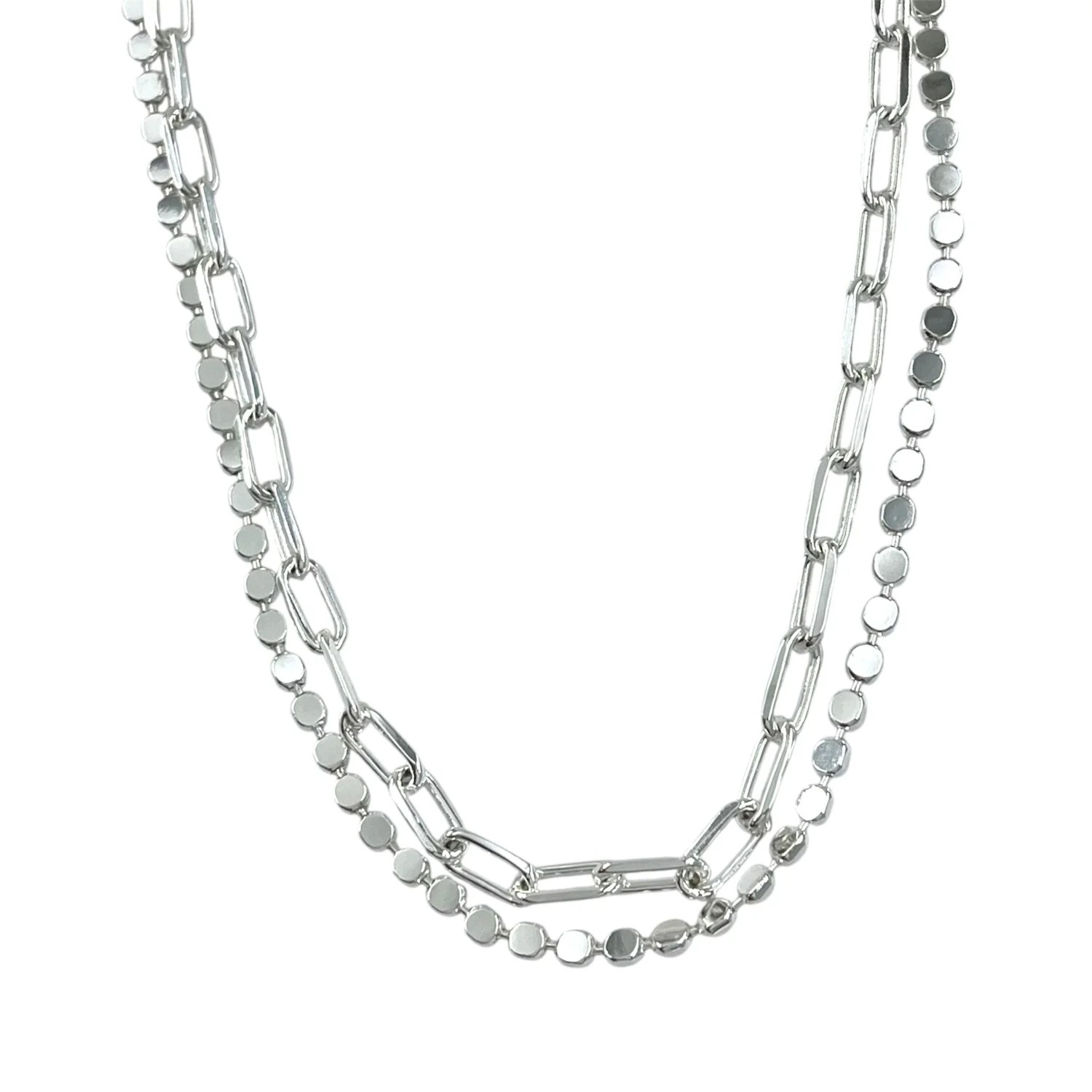گردنبند زنانه دو ردیفه مدل آوین طرح تیفانی و توپی نقرهای
