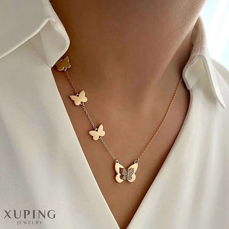 گردنبند ظریف پروانه ژوپینگ نگین دار با طراحی خاص و جذاب Xuping